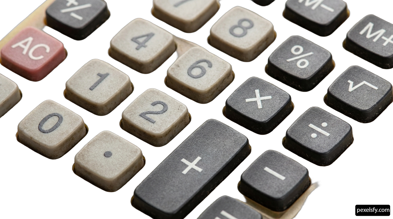 Close up of a calculator on a white background png transparent background