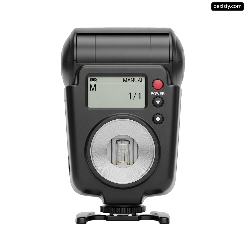 Close up of a camera flash on a white background png transparent background