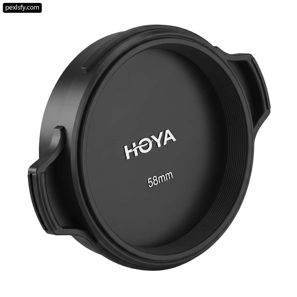 Close up of a camera lens cap on a white background png transparent background