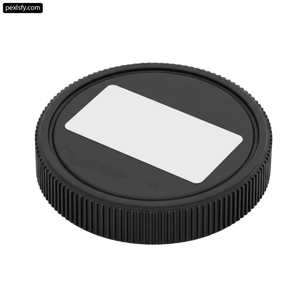 Close up of a camera lens cap on a white background png transparent background