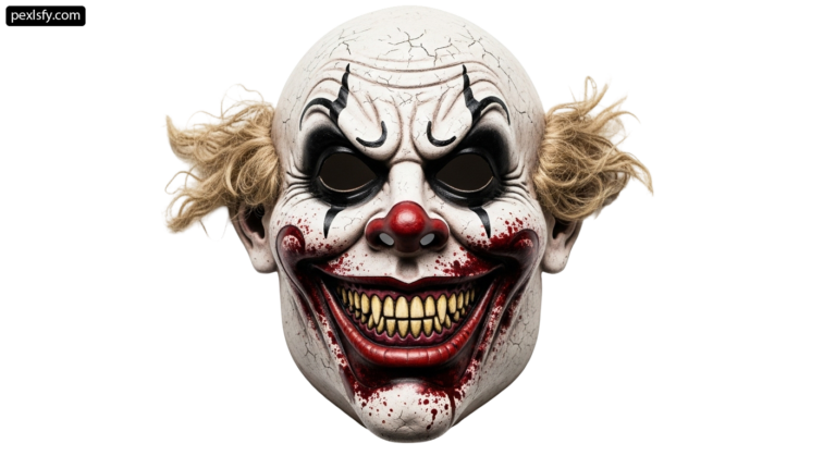 Close up of a clown mask on a white background png transparent background