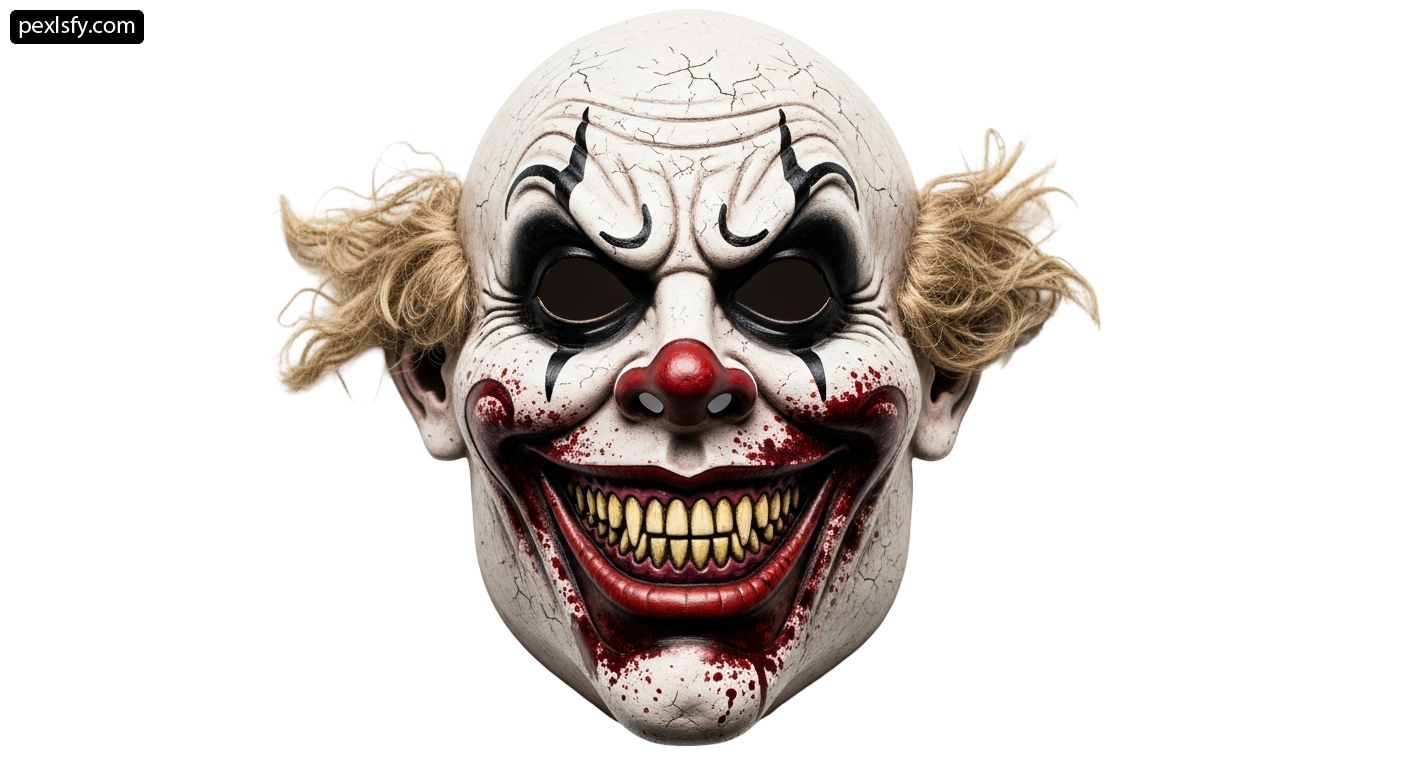 Close up of a clown mask on a white background png transparent background