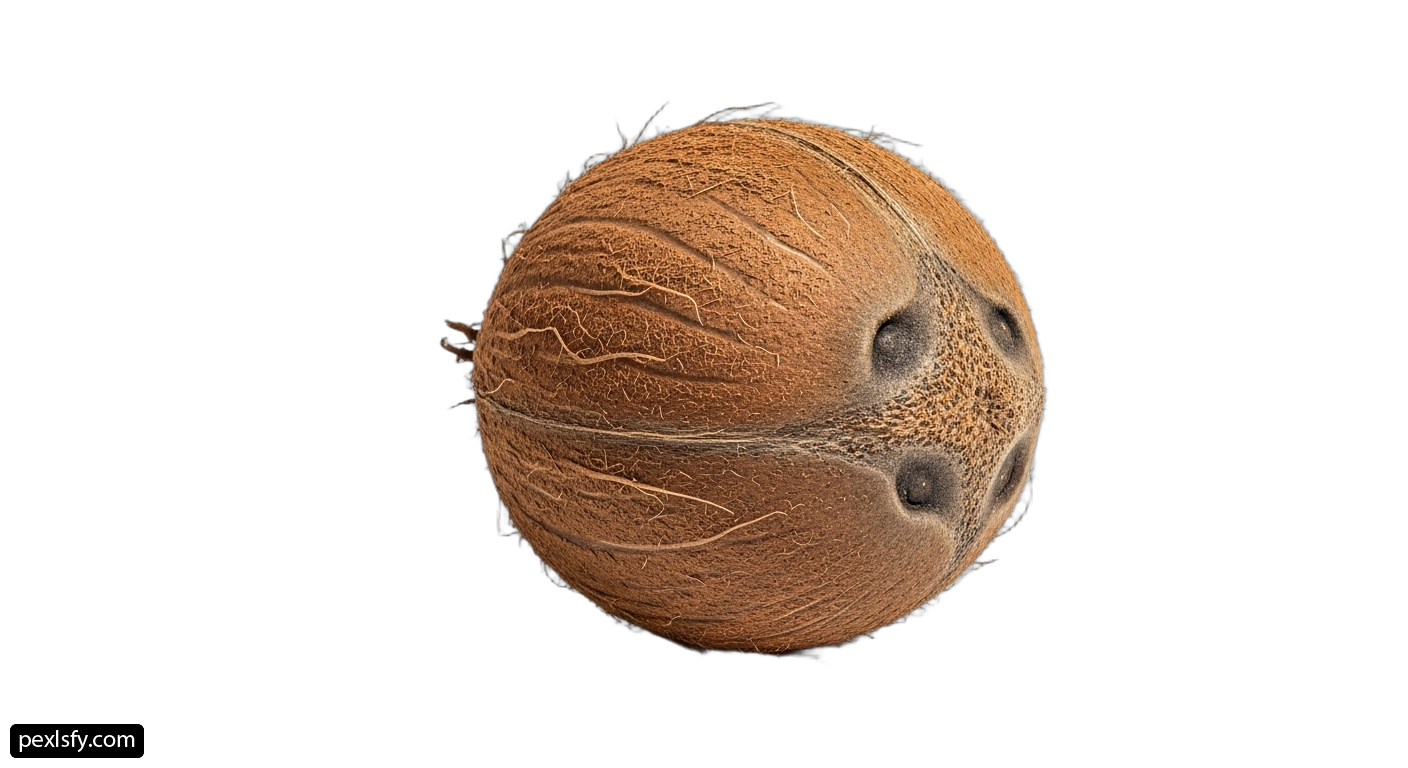 Close up of a coconut on a white background png transparent background
