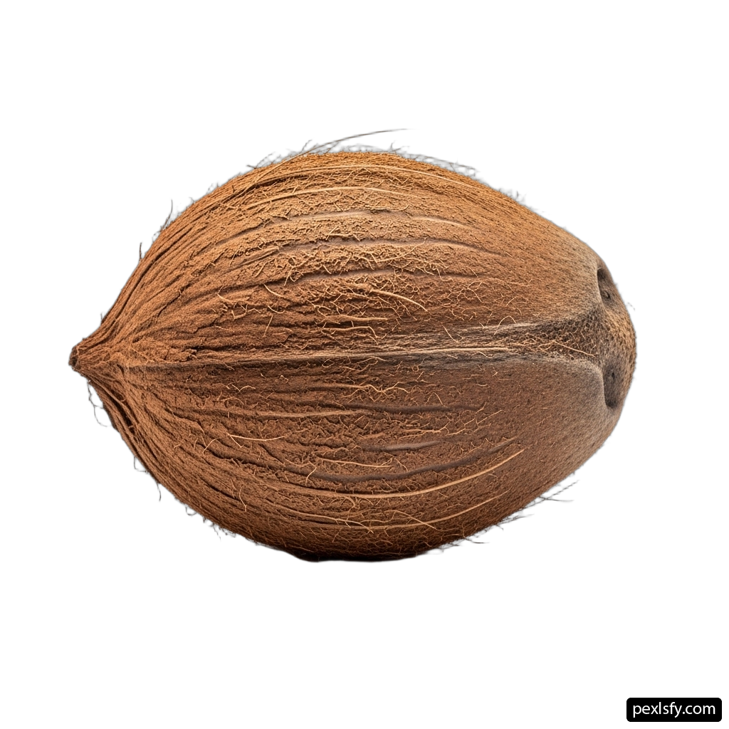 Close up of a coconut on a white background png transparent background