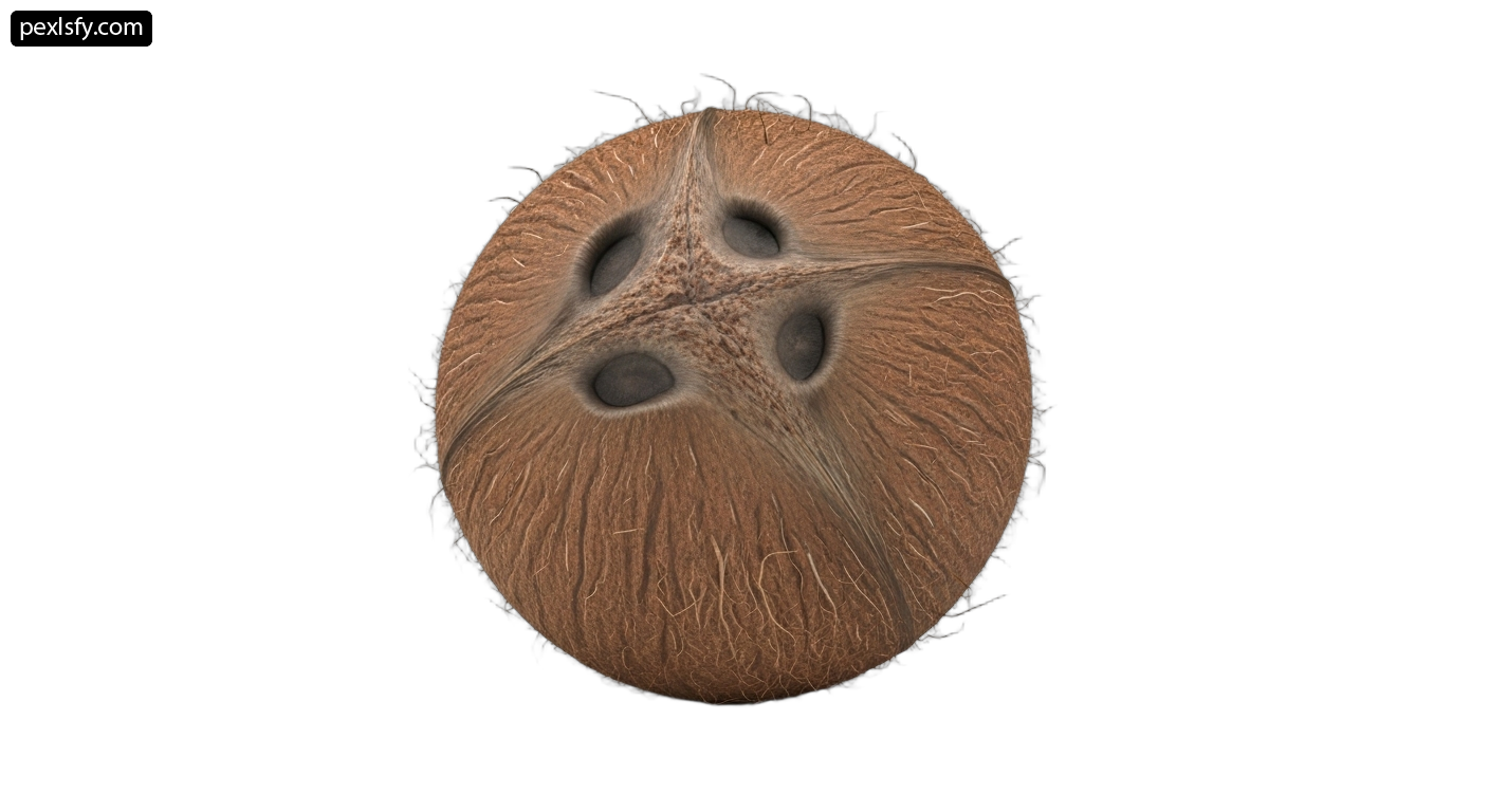 Close up of a coconut on a white background png transparent background
