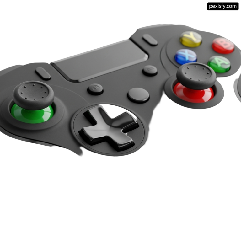 Close up of a game controller on a white background png transparent background