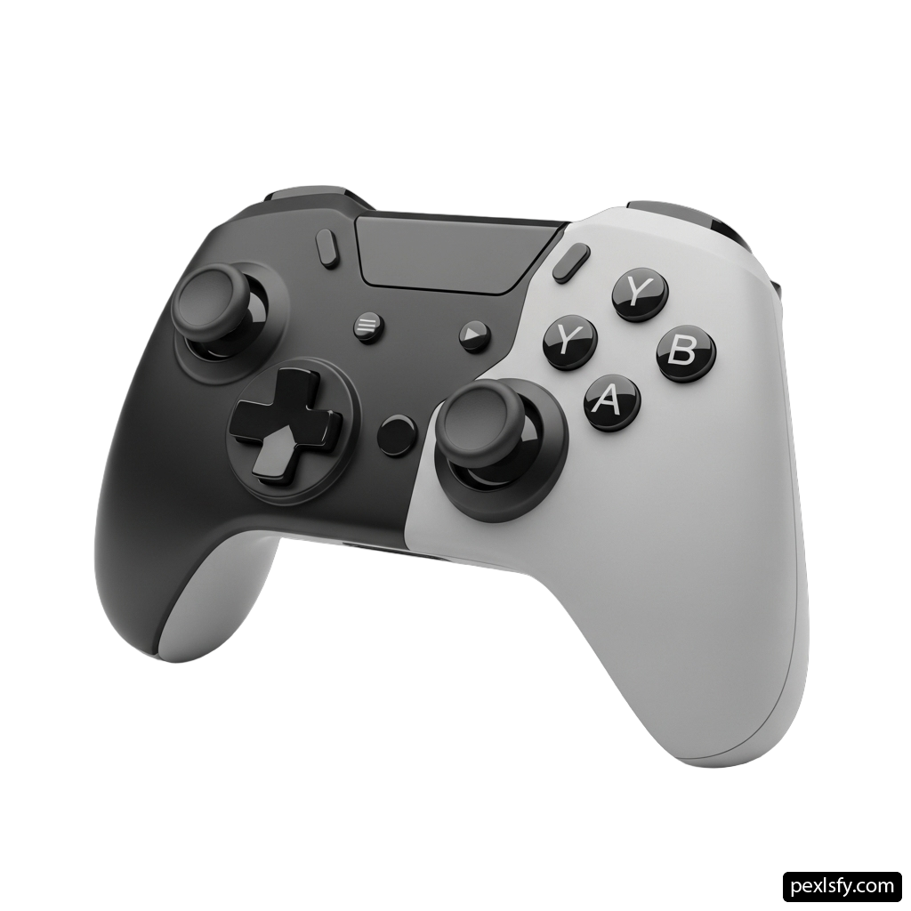 Close up of a game controller on a white background png transparent background