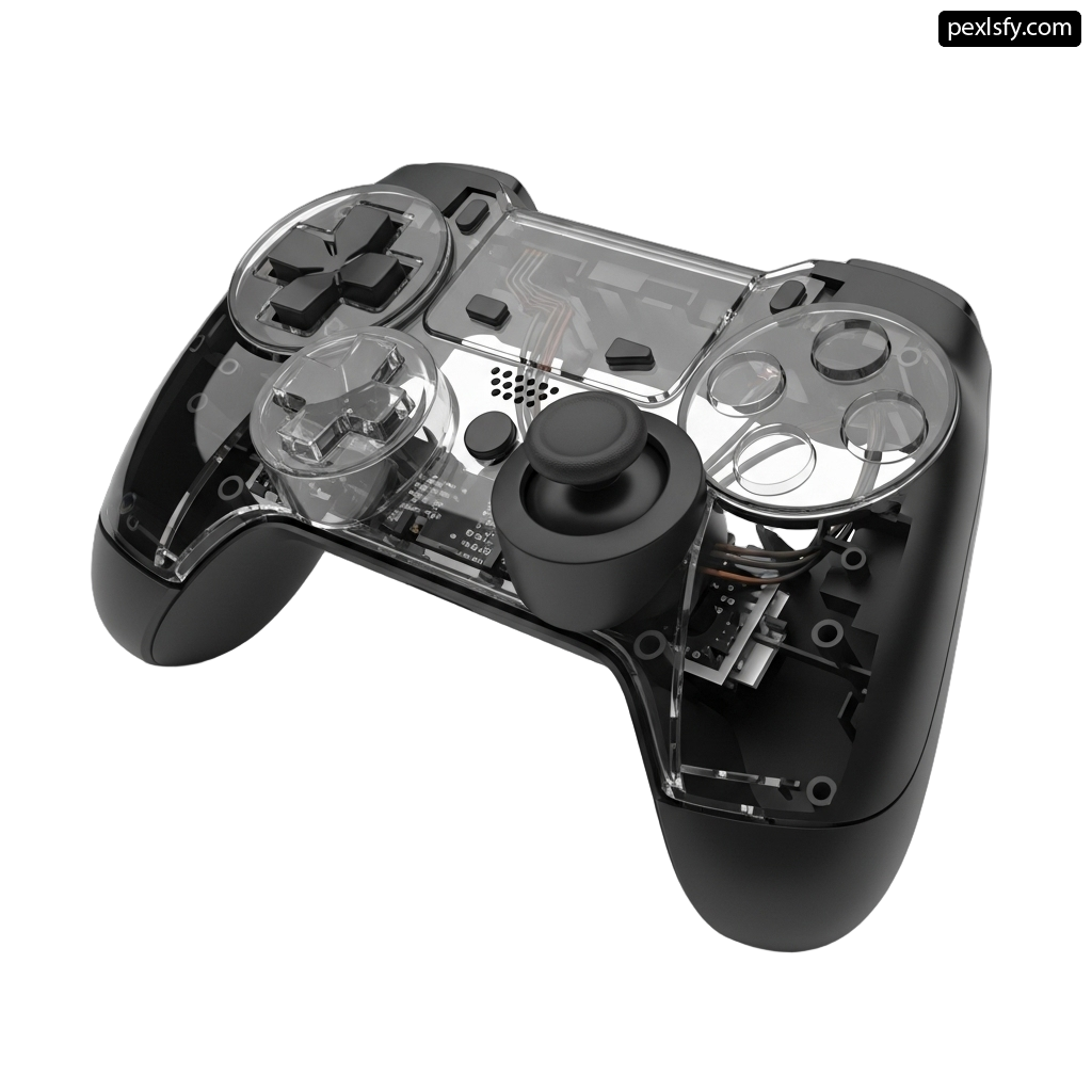 Close up of a game controller on a white background png transparent background