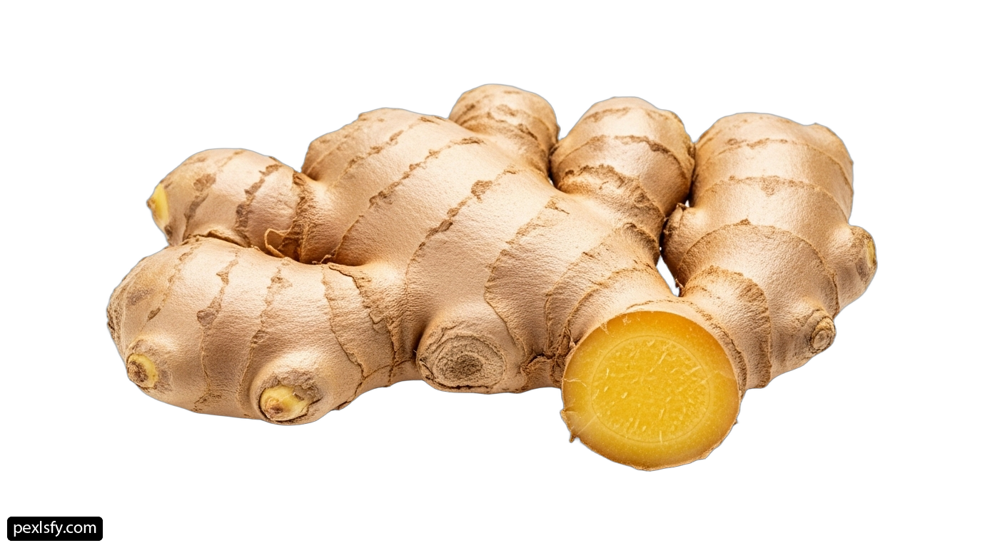 Close up of a ginger root on a white background png transparent background