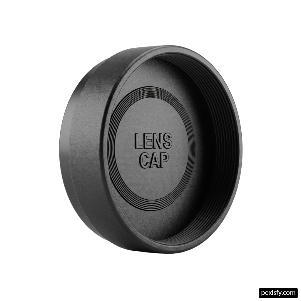Close up of a lens cap on a white background png transparent background