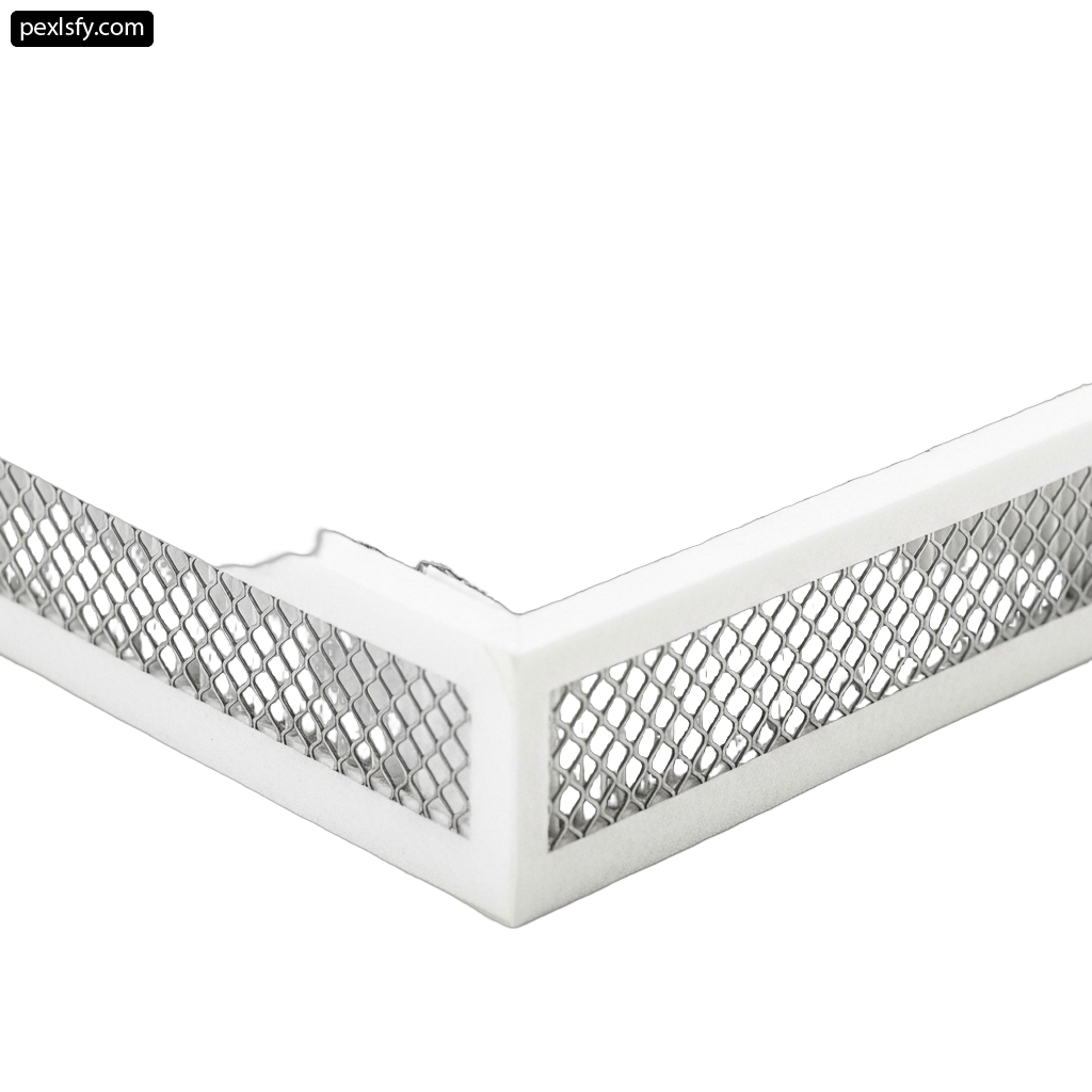 Close up of a metal grille on a white background png transparent background