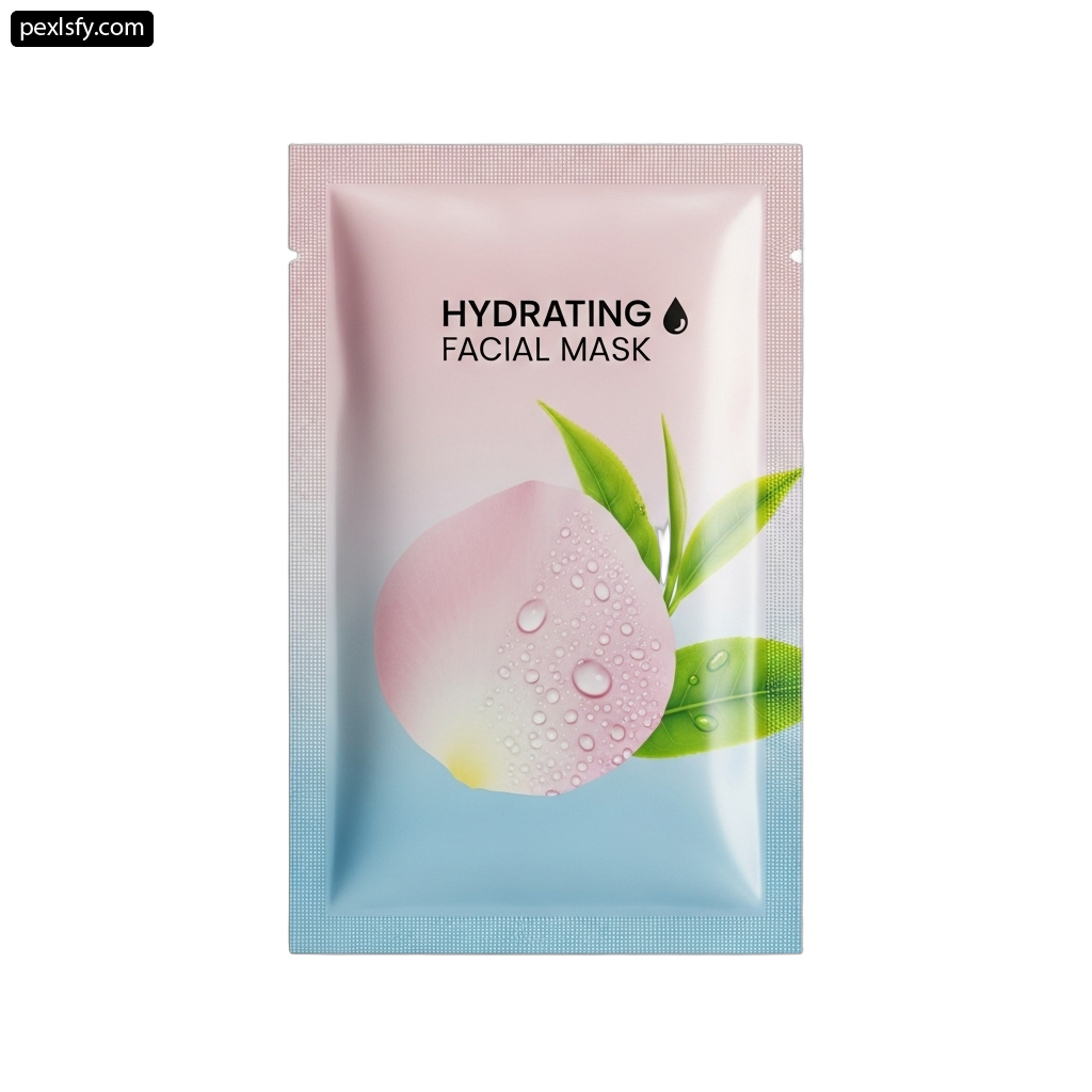 Close up of a sheet mask on a white background png transparent background