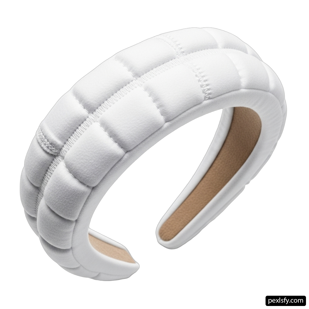 Close up of a white headband on a white background png transparent background