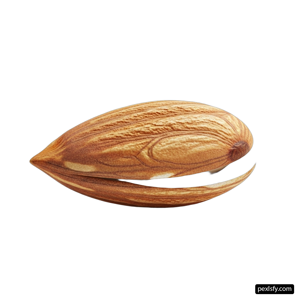 Close up of an almond on a white background png transparent background