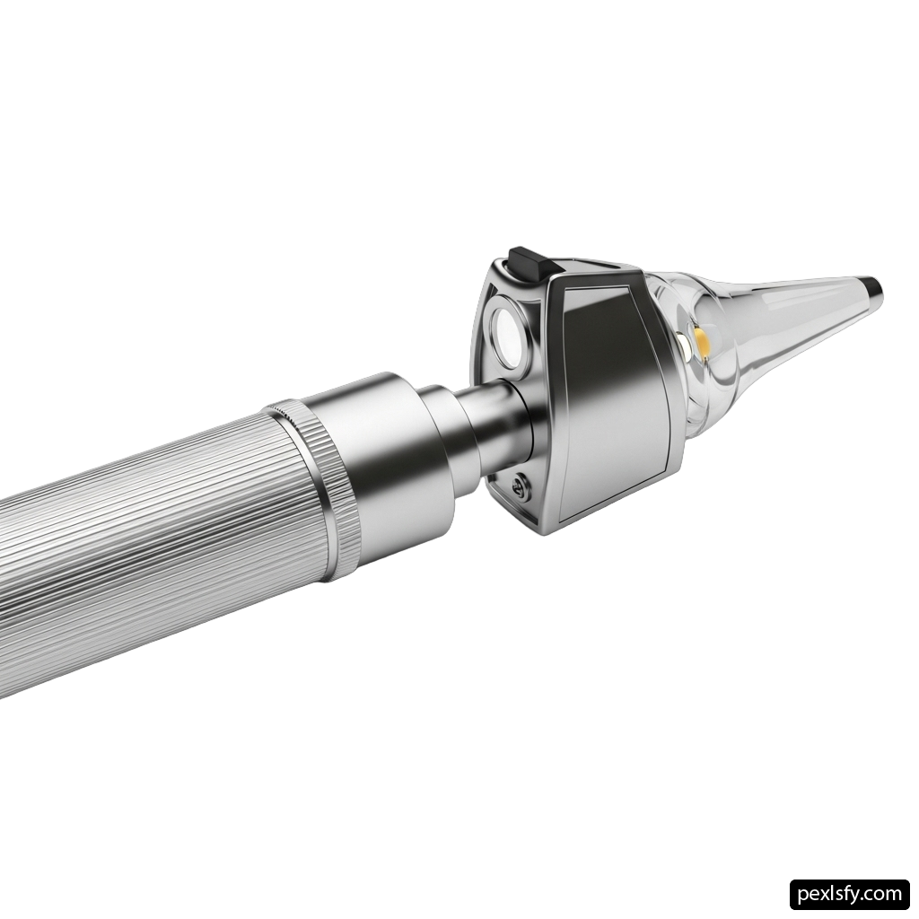 Close up of an otoscope on a white background png transparent background