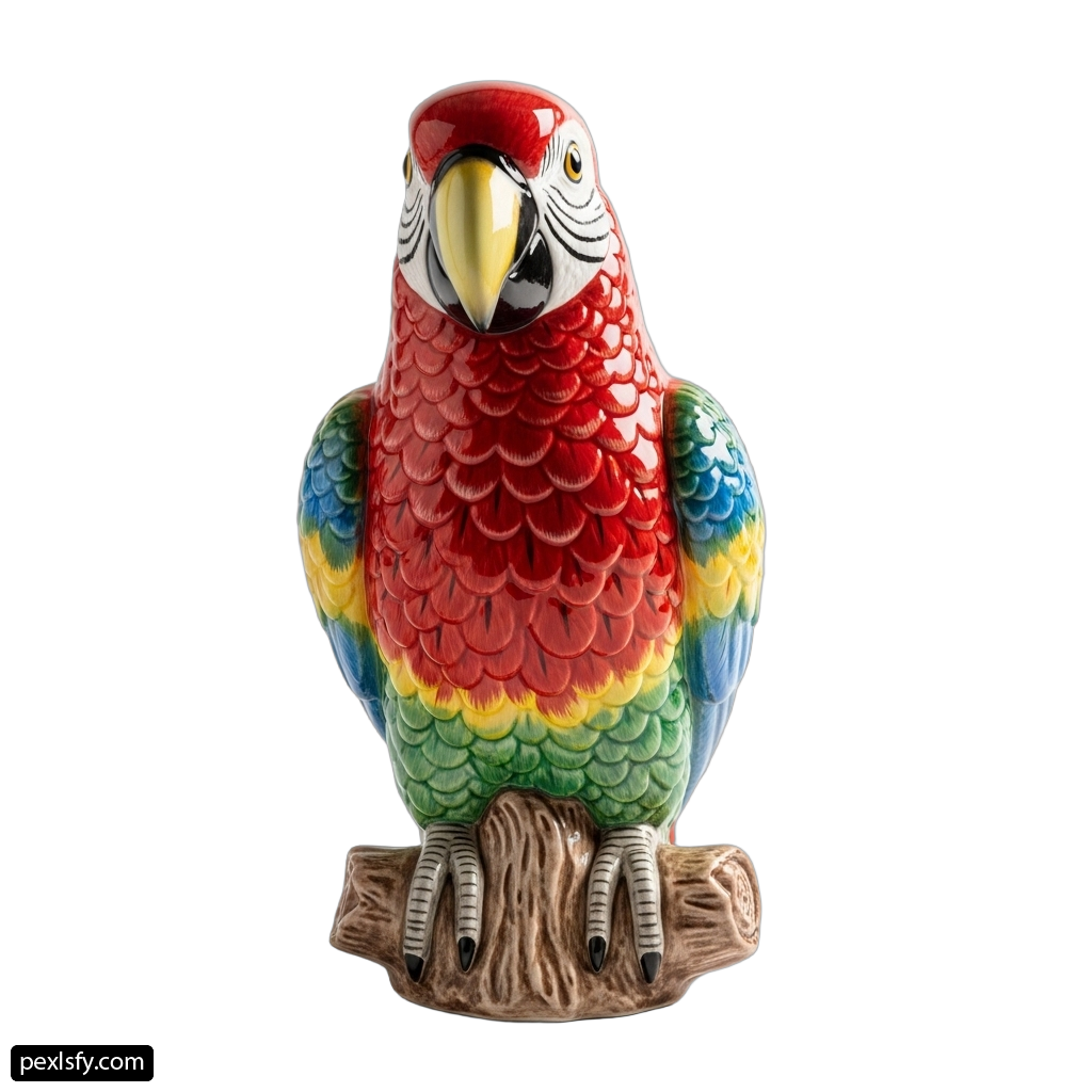 Colorful parrot sitting on top of a tree branch png transparent background