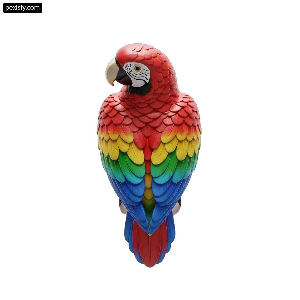 Colorful parrot sitting on top of a white surface png transparent background