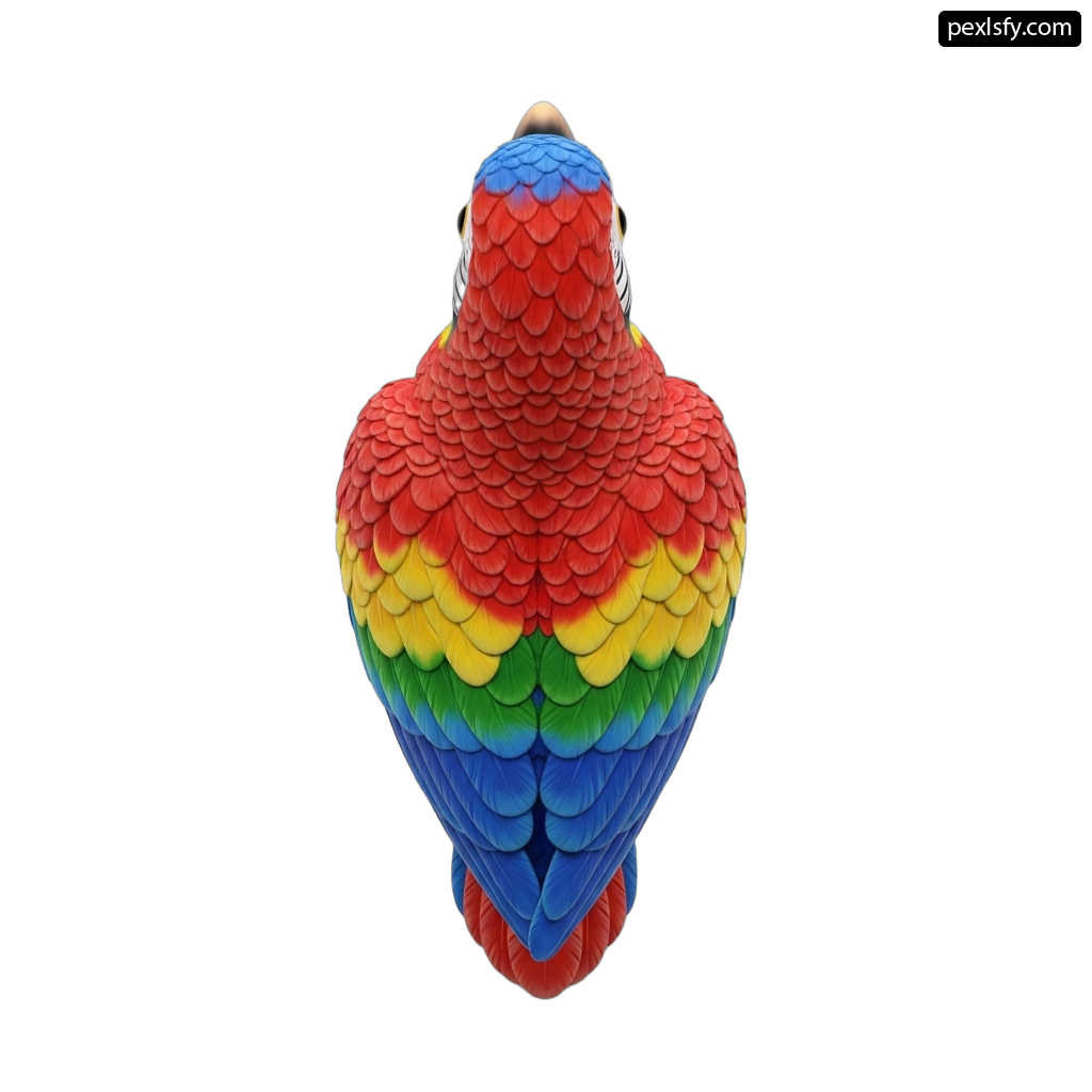 Colorful parrot sitting on top of a white surface png transparent background