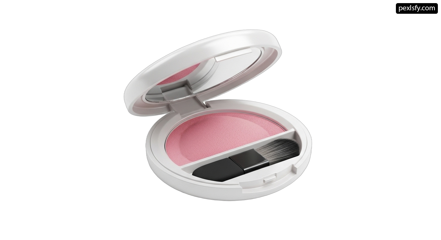 Compact powder blush with a brush in it png transparent background