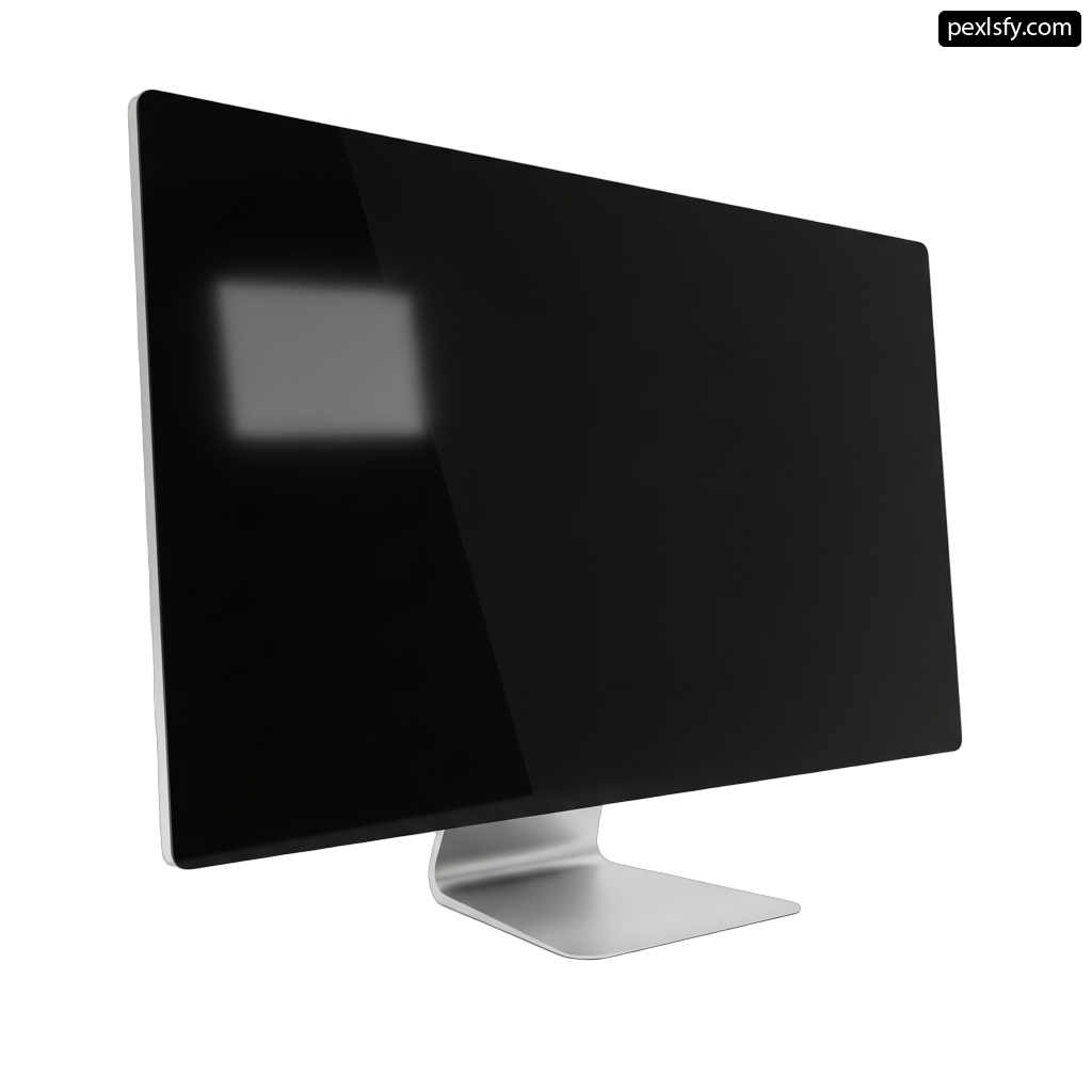 Computer monitor with a black screen on a white background png transparent background