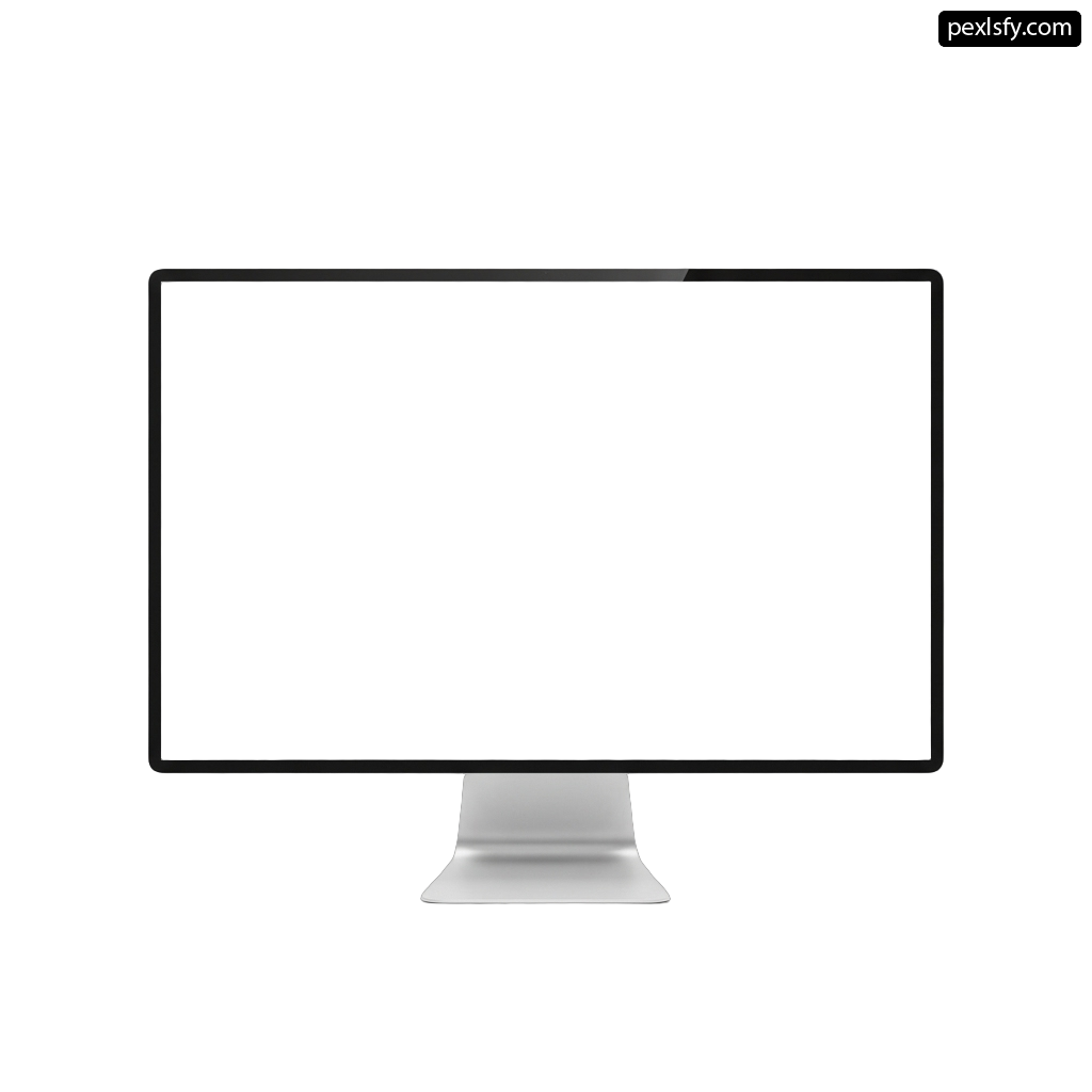 Computer monitor with a blank screen on a white background png transparent background