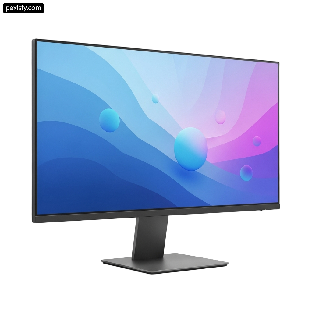 Computer monitor with a blue and purple background png transparent background