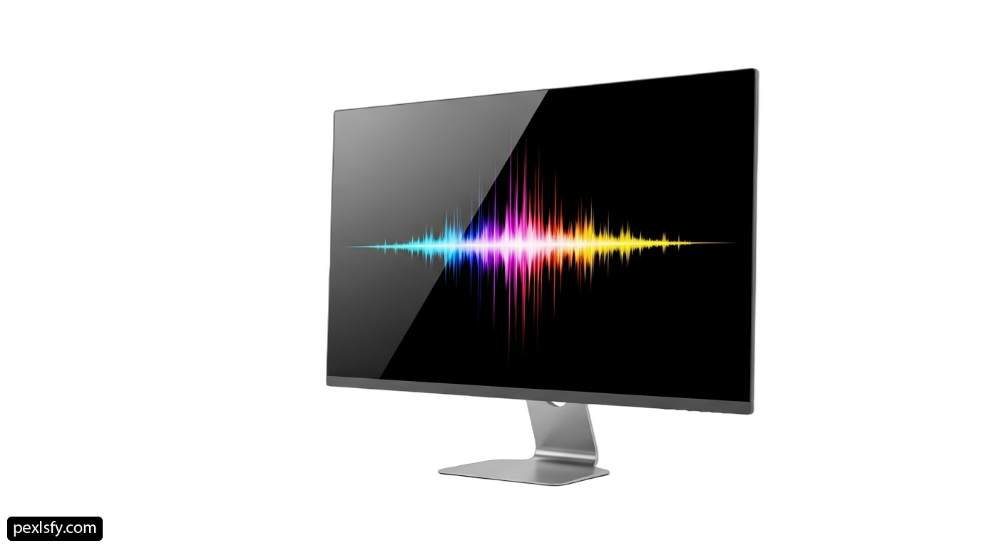 Computer monitor with a sound wave on the screen png transparent background