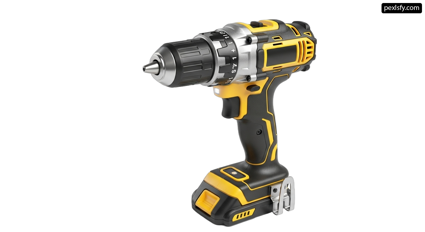 Cordless drill is shown on a white background png transparent background