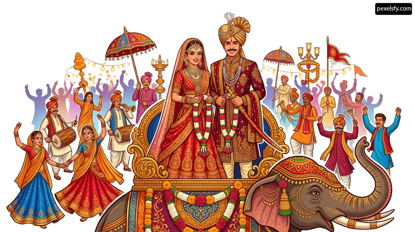 Couple of people riding on top of an elephant png transparent background