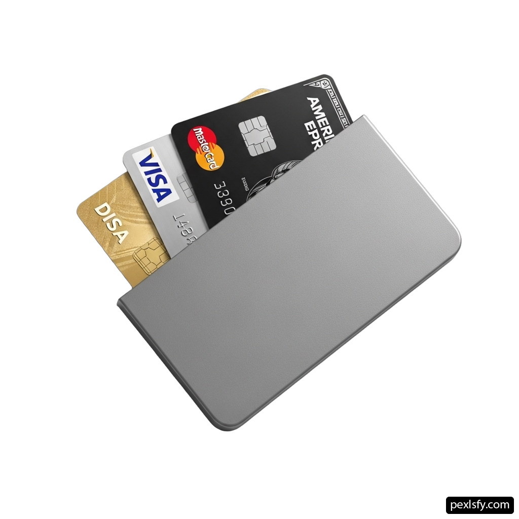Credit card holder with three credit cards in it png transparent background