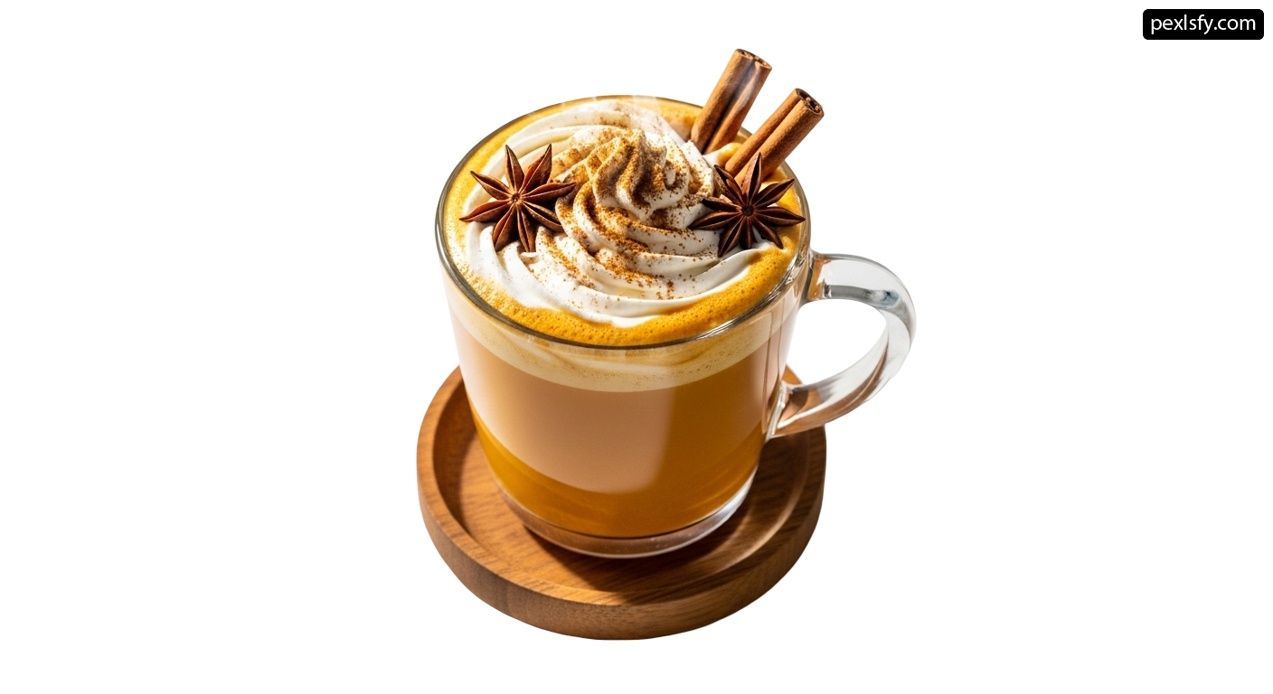 Cup of coffee with whipped cream and cinnamon sticks png transparent background