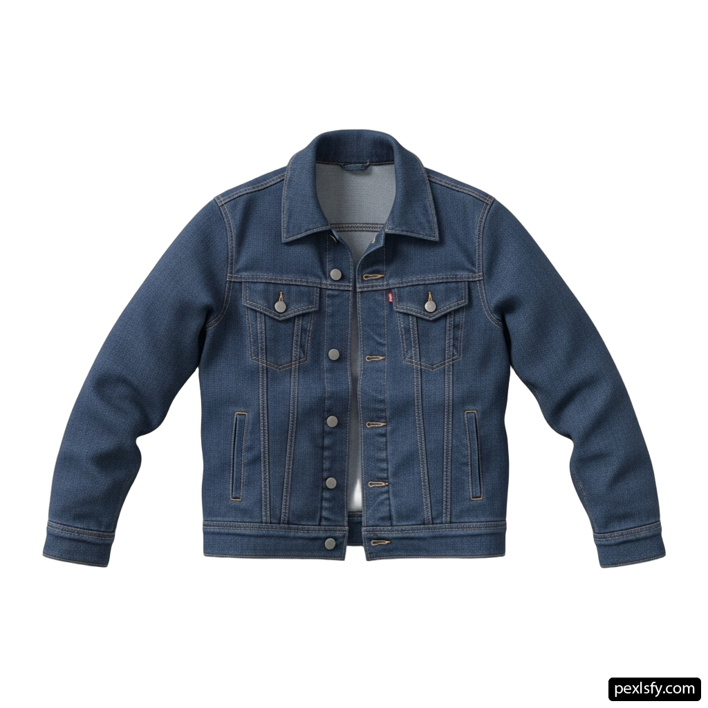 Denim jacket is shown on a white background png transparent background