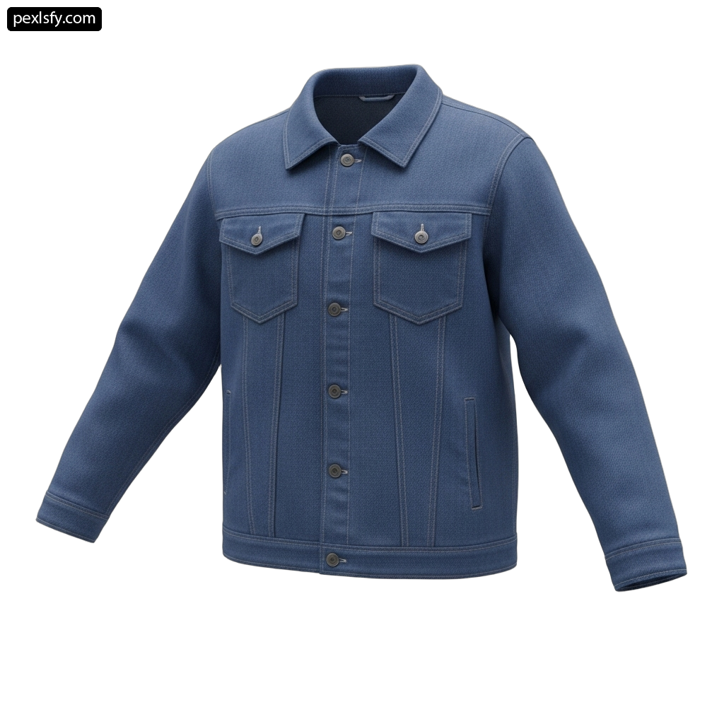 Denim jacket is shown on a white background png transparent background