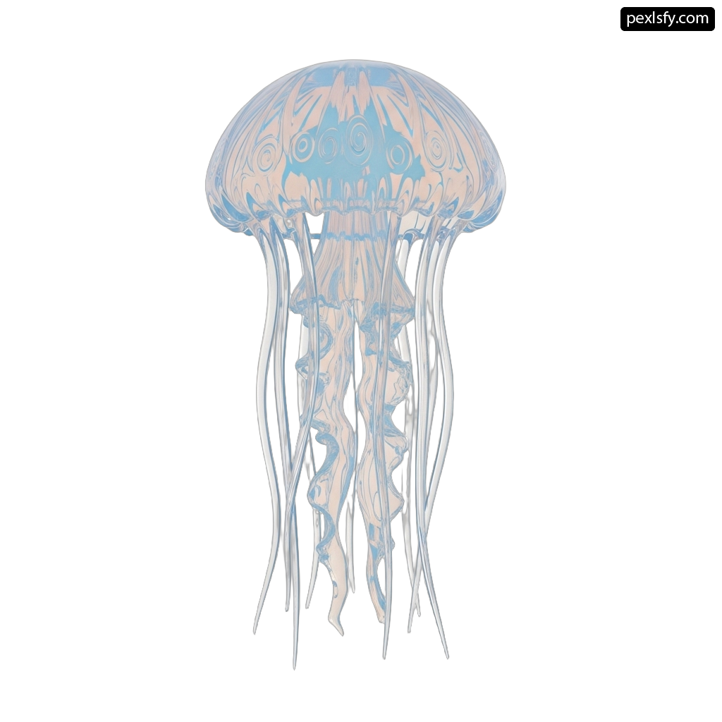 Drawing of a jellyfish on a white background png transparent background
