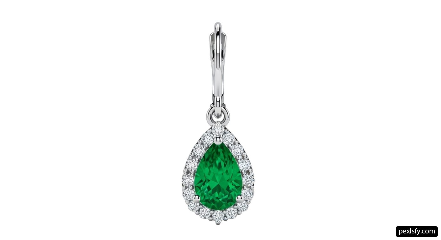 Emerald and diamond pendant png transparent background