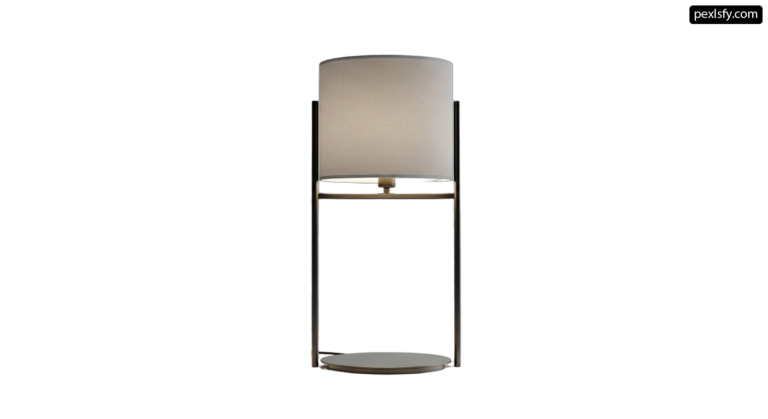 Floor lamp with a white shade on a white background png transparent background