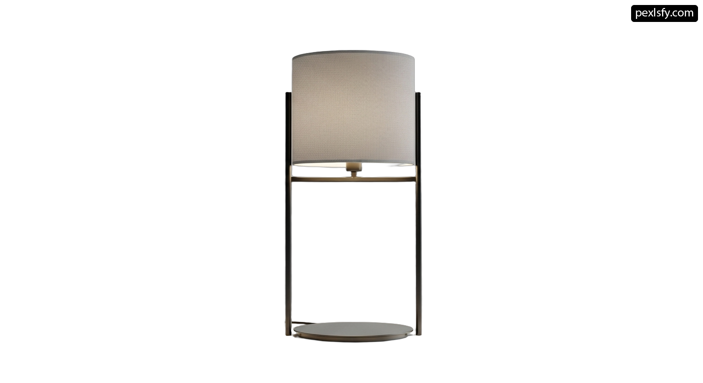 Floor lamp with a white shade on a white background png transparent background