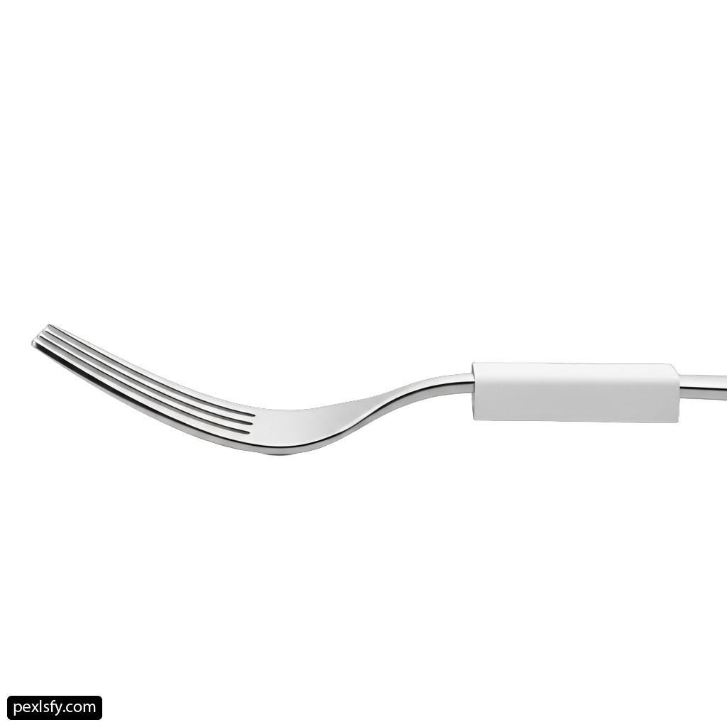 Fork with a white handle on a white background png transparent background