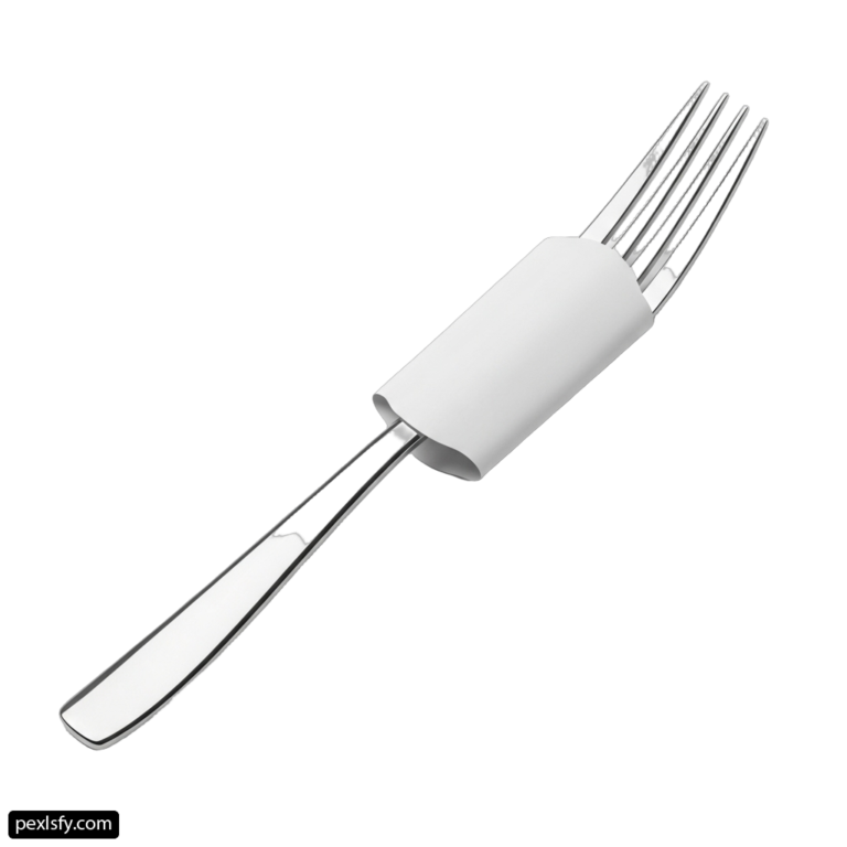 Fork with a white handle on a white background png transparent background