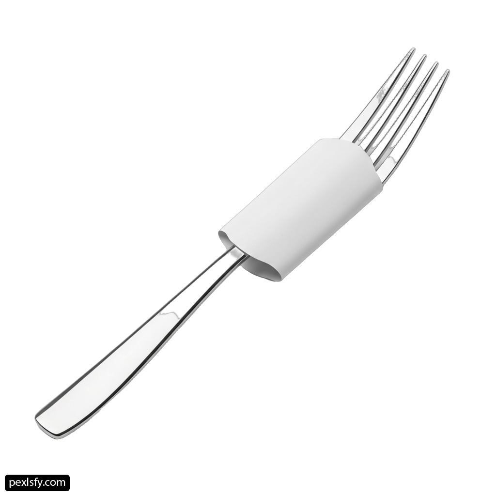 Fork with a white handle on a white background png transparent background