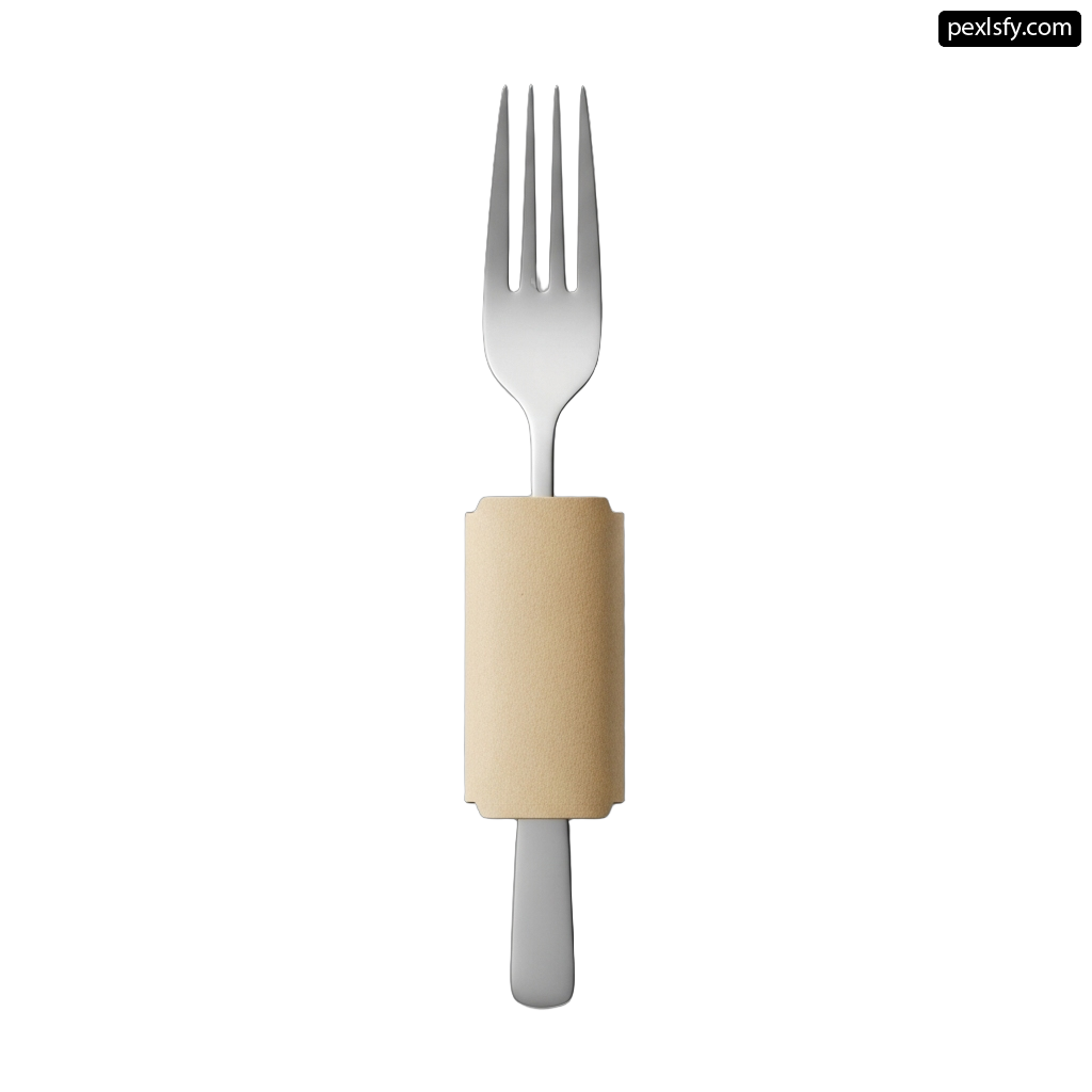 Fork with a wooden handle on a white background png transparent background
