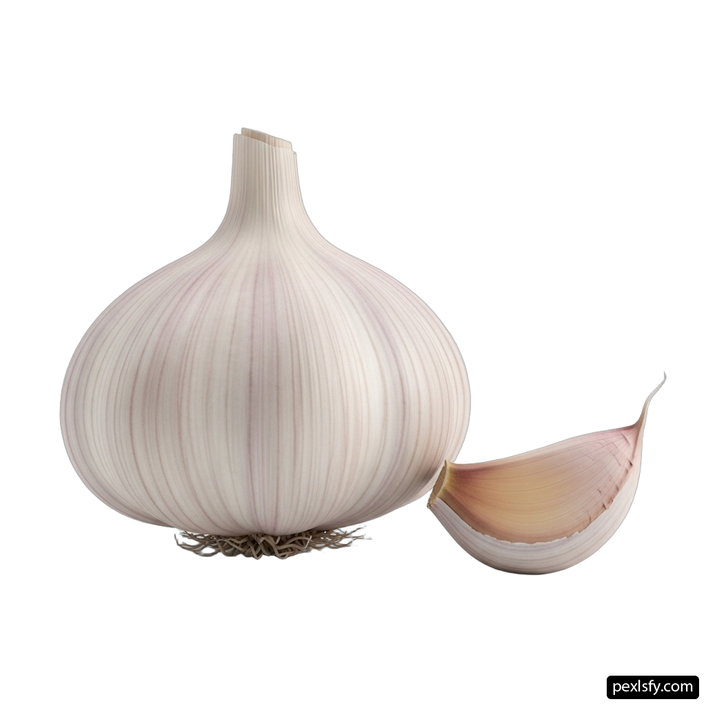 Garlic bulb and a half of a garlic bulb on a white background png transparent background