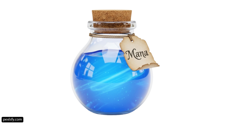 Glass bottle filled with blue liquid and a tag that says Mama png transparent background