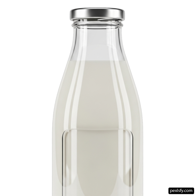Glass bottle of milk on a white background png transparent background