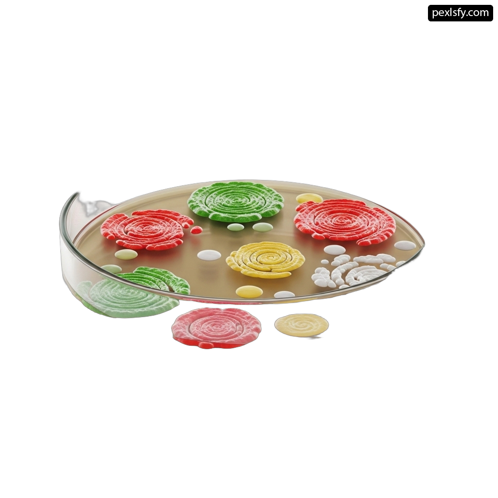 Glass bowl filled with lots of different colored candies png transparent background
