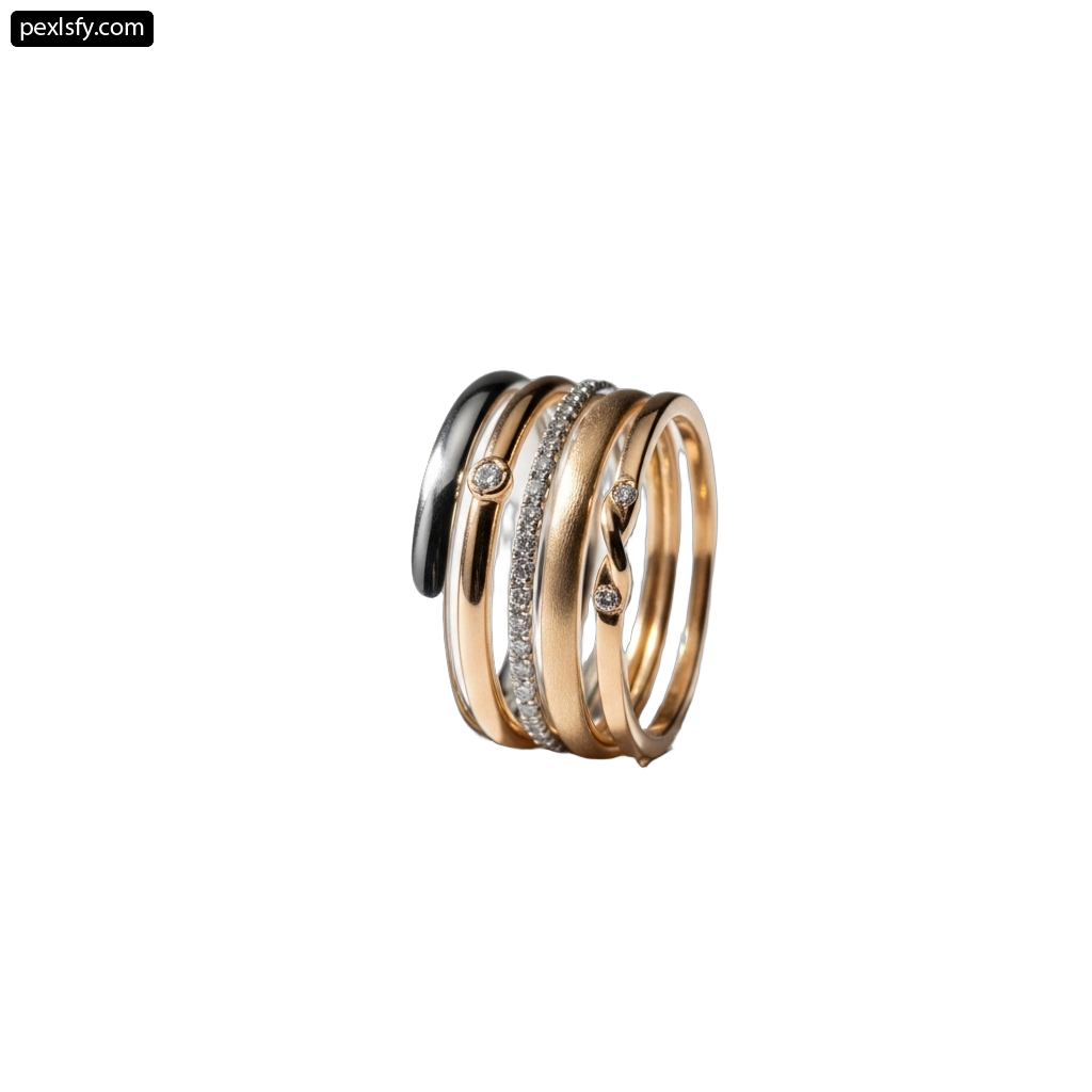 Gold and silver ring with diamonds on it png transparent background