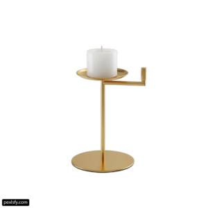 Gold candle holder with a white candle on it png transparent background
