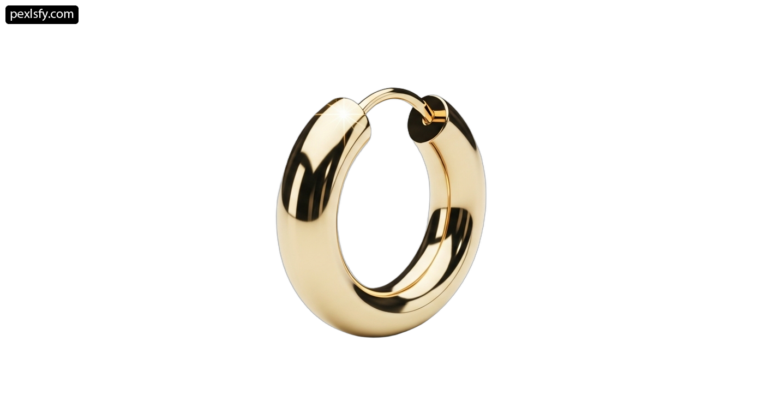 Gold hoop earring on a white background png transparent background