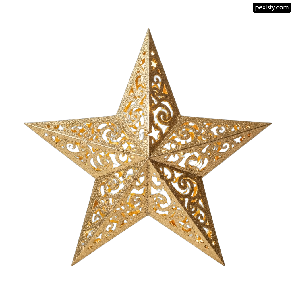 Gold moravian star on a white background png transparent background