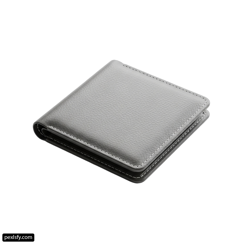 Gray and black wallet on a white background png transparent background